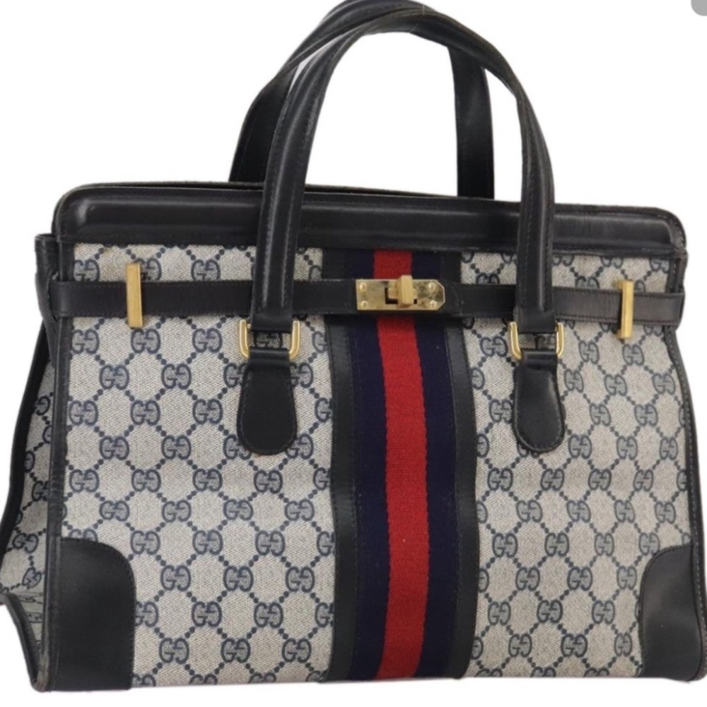 GUCCI GG Supreme Sherry Line Hand Bag Vintage Rare EUC